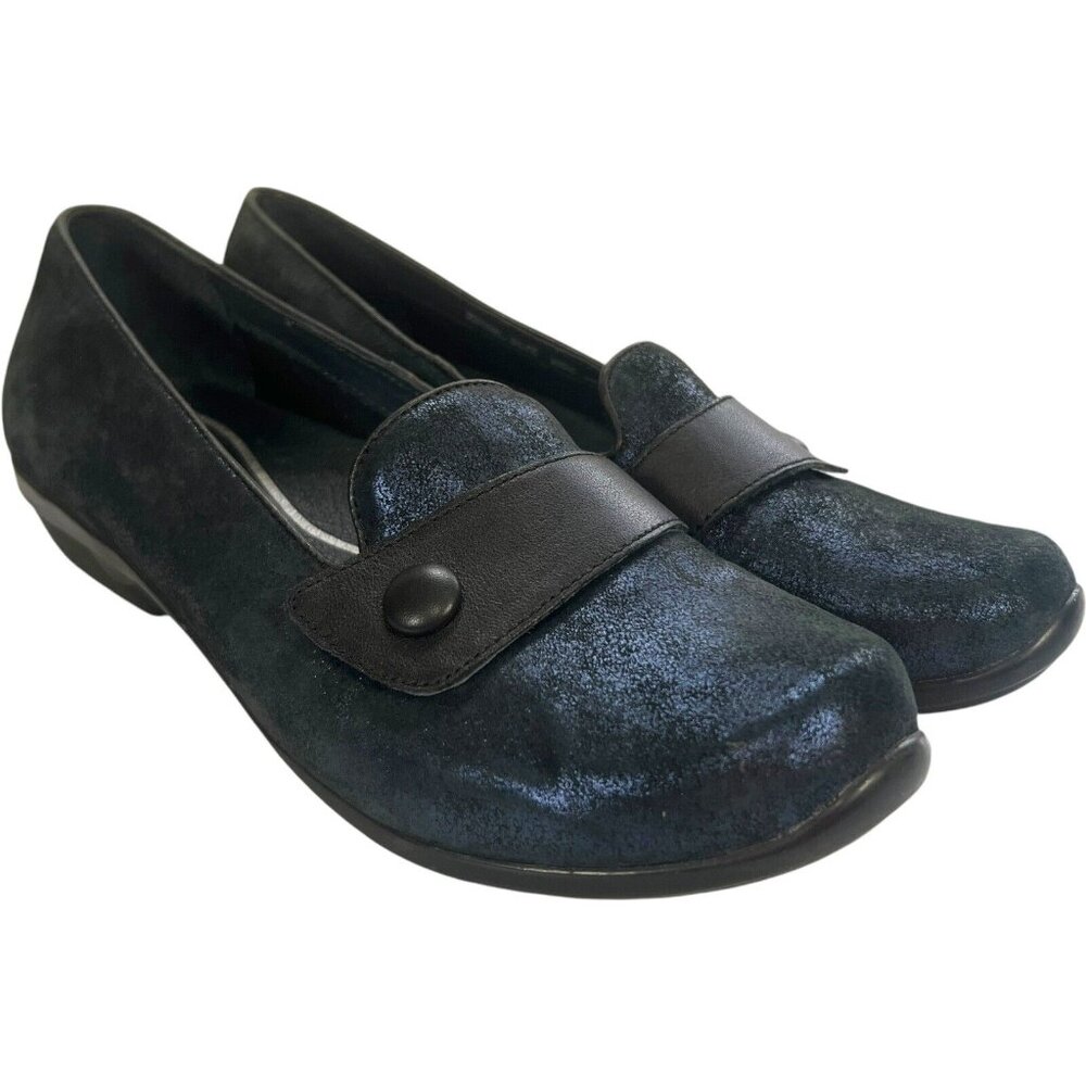Dansko "Olena" Blue Glitter Leather Loafer Slip On Career EU 41 US 10.5-11